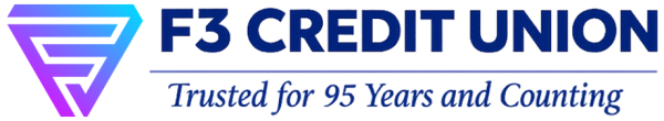 F3 Credit Union logo trusted for 95 years and counting.